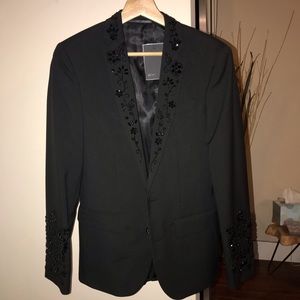 ASOS Skinny Blazer in Black with Beaded Gem Detail